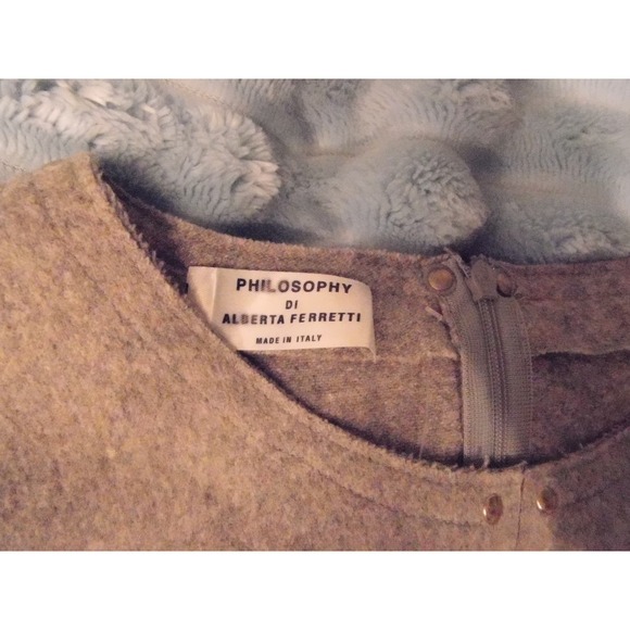 Philosophy di Alberta Ferretti A-Line Dress Tan Sleeveless Minimalist from Italy - Picture 7 of 9